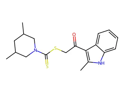 2-(2-methyl-1H-indol-3-yl)-2-oxoethyl 3,5-dimethylpiperidine-1-carbodithioate structure