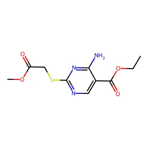 Methyl 2-[4-amino-5-(ethoxycarbonyl)pyrimidin-2-ylthio]acetate structure