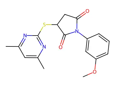 3-[(4,6-dimethylpyrimidin-2-yl)sulfanyl]-1-(3-methoxyphenyl)pyrrolidine-2,5-dione structure