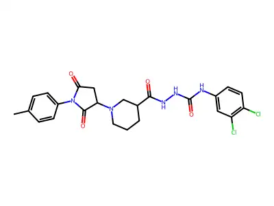 N-(3,4-dichlorophenyl)-2-({1-[1-(4-methylphenyl)-2,5-dioxopyrrolidin-3-yl]piperidin-3-yl}carbonyl)hydrazinecarboxamide structure