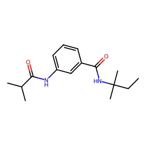 N-(2-methylbutan-2-yl)-3-(2-methylpropanoylamino)benzamide structure