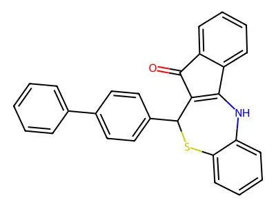 6-(biphenyl-4-yl)-6,12-dihydro-5H-benzo[b]indeno[1,2-e][1,4]thiazepin-5-one structure