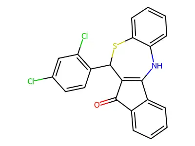 6-(2,4-dichlorophenyl)-6,12-dihydro-5H-benzo[b]indeno[1,2-e][1,4]thiazepin-5-one structure