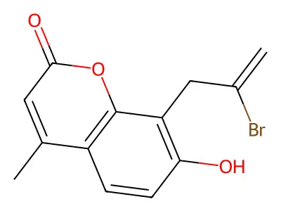 8-(2-bromoallyl)-7-hydroxy-4-methyl-2H-chromen-2-one structure