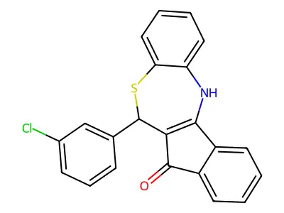 6-(3-chlorophenyl)-6,12-dihydro-5H-benzo[b]indeno[1,2-e][1,4]thiazepin-5-one structure