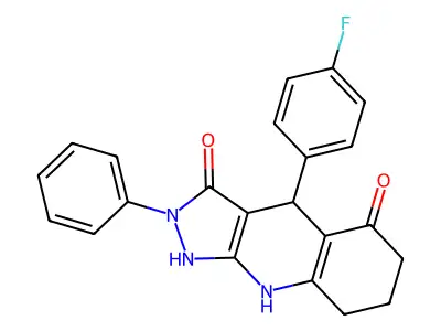 4-(4-fluorophenyl)-3-hydroxy-2-phenyl-2,4,6,7,8,9-hexahydro-5H-pyrazolo[3,4-b]quinolin-5-one structure