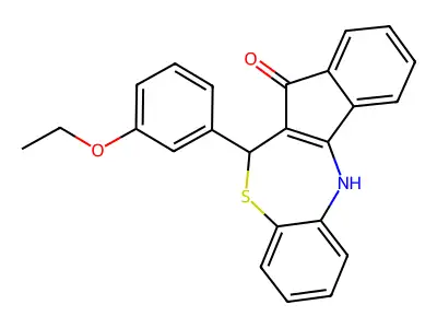 6-(3-ethoxyphenyl)-6,12-dihydro-5H-benzo[b]indeno[1,2-e][1,4]thiazepin-5-one structure