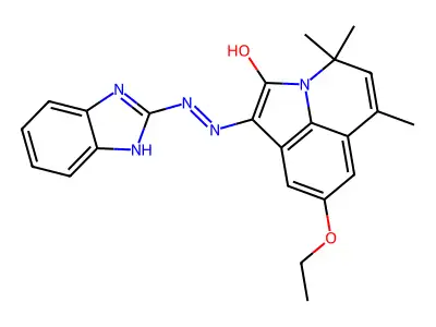 (1E)-1-[2-(1H-benzimidazol-2-yl)hydrazinylidene]-8-ethoxy-4,4,6-trimethyl-4H-pyrrolo[3,2,1-ij]quinolin-2(1H)-one structure