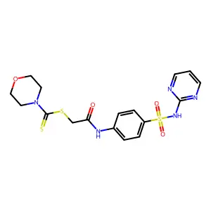 2-oxo-2-{[4-(pyrimidin-2-ylsulfamoyl)phenyl]amino}ethyl morpholine-4-carbodithioate structure