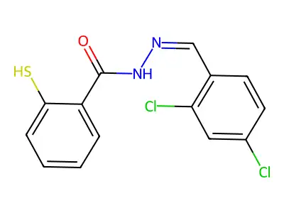 N-[(2,4-dichlorophenyl)methylideneamino]-2-sulfanyl-benzamide structure