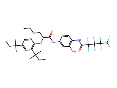 Hexanamide, 2-(2,4-bis(1,1-dimethylpropyl)phenoxy)-N-(3-hydroxy-4-((2,2,3,3,4,4,5,5-octafluoro-1-oxopentyl)amino)phenyl)- structure