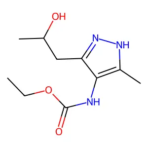 ethyl N-[3-(2-hydroxypropyl)-5-methyl-1H-pyrazol-4-yl]carbamate structure