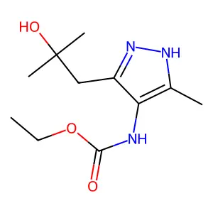 ethyl N-[3-(2-hydroxy-2-methylpropyl)-5-methyl-1H-pyrazol-4-yl]carbamate structure