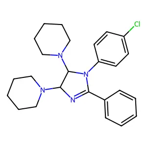 1-[(4R,5R)-1-(4-chlorophenyl)-2-phenyl-5-piperidin-1-yl-4,5-dihydroimidazol-4-yl]piperidine structure