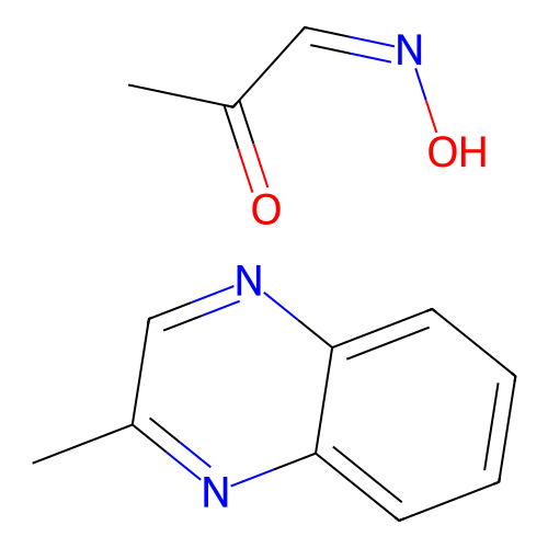 (1Z)-1-hydroxyiminopropan-2-one;2-methylquinoxaline structure