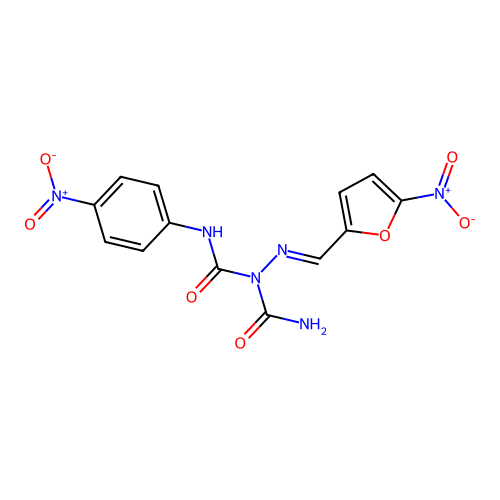 1-carbamoyl-1-[(E)-(5-nitrofuran-2-yl)methylideneamino]-3-(4-nitrophenyl)urea structure