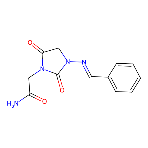 2-[3-(Benzylideneamino)-2,5-dioxoimidazolidin-1-yl]acetamide structure