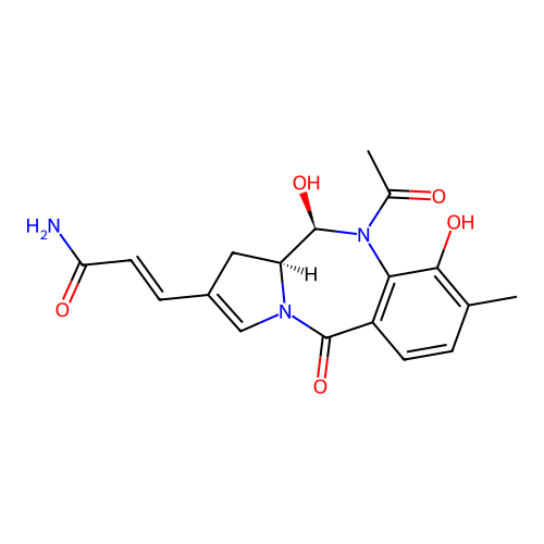 2-Propenamide, 3-(10-acetyl-5,10,11,11a-tetrahydro-9,11-dihydroxy-8-methyl-5-oxo-1H-pyroolo(2,1-c)(1,4)benzodiazepin-2-yl)-, (11R-(2(E),11alpha,11abeta))- structure