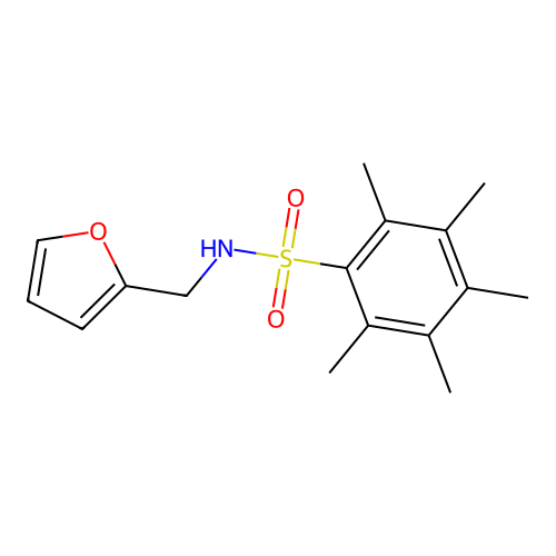 N-(furan-2-ylmethyl)-2,3,4,5,6-pentamethylbenzenesulfonamide structure