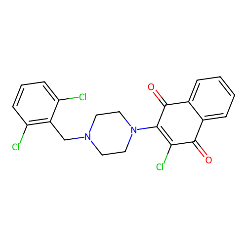 2-Chloro-3-[4-(2,6-dichlorobenzyl)piperazin-1-yl]naphthalene-1,4-dione structure