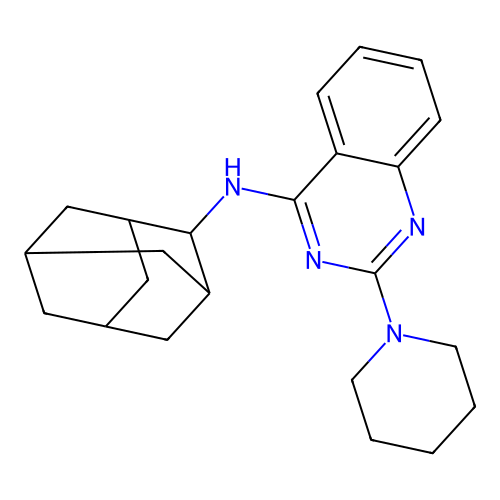 2-(piperidin-1-yl)-N-(tricyclo[3.3.1.1~3,7~]dec-2-yl)quinazolin-4-amine structure