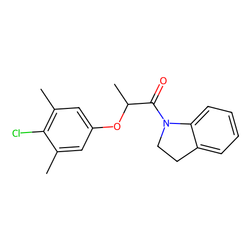2-(4-Chloro-3,5-dimethylphenoxy)-1-(2,3-dihydroindol-1-yl)propan-1-one structure