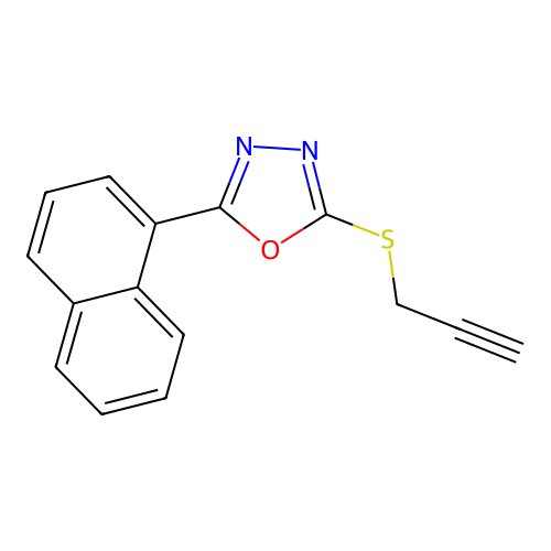 2-Naphthalen-1-yl-5-prop-2-ynylsulfanyl-1,3,4-oxadiazole structure