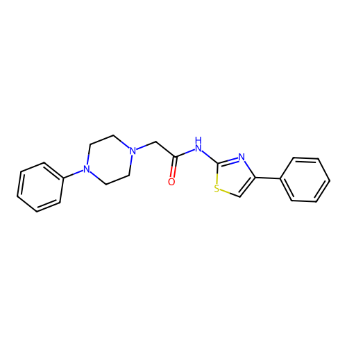 2-(4-phenylpiperazin-1-yl)-N-(4-phenyl-1,3-thiazol-2-yl)acetamide structure