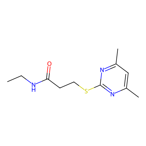 3-[(4,6-dimethyl-2-pyrimidinyl)sulfanyl]-N-ethylpropanamide structure