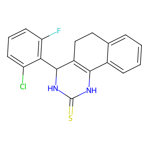 4-(2-chloro-6-fluorophenyl)-3,4,5,6-tetrahydrobenzo[h]quinazoline-2(1H)-thione structure