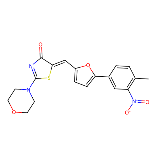 (Z)-5-((5-(4-methyl-3-nitrophenyl)furan-2-yl)methylene)-2-morpholinothiazol-4(5H)-one structure