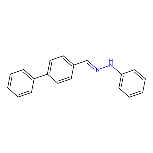 N-[(E)-(4-phenylphenyl)methylideneamino]aniline structure