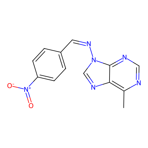 (Z)-N-(6-methylpurin-9-yl)-1-(4-nitrophenyl)methanimine structure