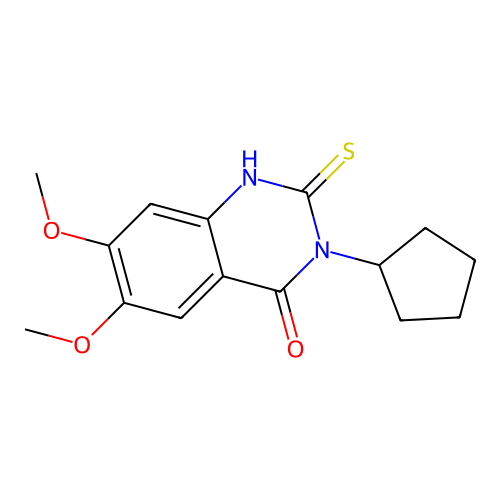 3-cyclopentyl-6,7-dimethoxy-2-thioxo-2,3-dihydroquinazolin-4(1H)-one structure