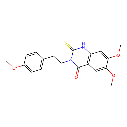 6,7-dimethoxy-3-(4-methoxyphenethyl)-2-thioxo-2,3-dihydroquinazolin-4(1H)-one structure