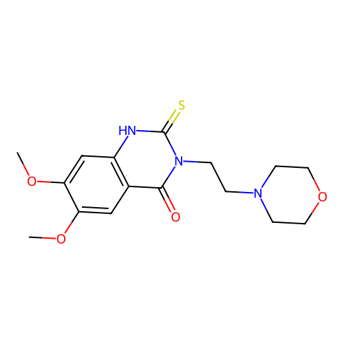 6,7-dimethoxy-3-(2-morpholin-4-ylethyl)-2-sulfanylidene-1H-quinazolin-4-one structure