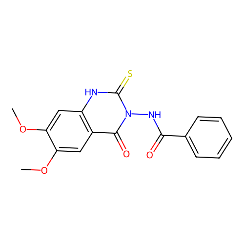 N-(6,7-dimethoxy-4-oxo-2-sulfanylidene-1H-quinazolin-3-yl)benzamide structure
