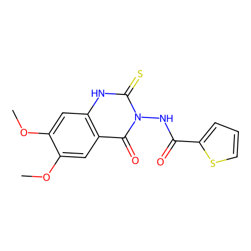N-(6,7-dimethoxy-4-oxo-2-thioxo-1,4-dihydroquinazolin-3(2H)-yl)thiophene-2-carboxamide structure