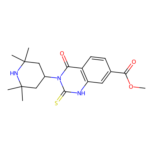 methyl 4-oxo-3-(2,2,6,6-tetramethylpiperidin-4-yl)-2-thioxo-1,2,3,4-tetrahydroquinazoline-7-carboxylate structure
