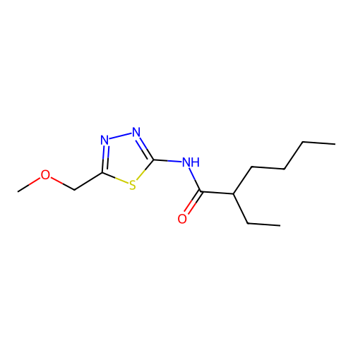 2-ethyl-N-[5-(methoxymethyl)-1,3,4-thiadiazol-2-yl]hexanamide structure