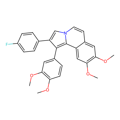 1-(3,4-dimethoxyphenyl)-2-(4-fluorophenyl)-8,9-dimethoxypyrrolo[2,1-a]isoquinoline structure