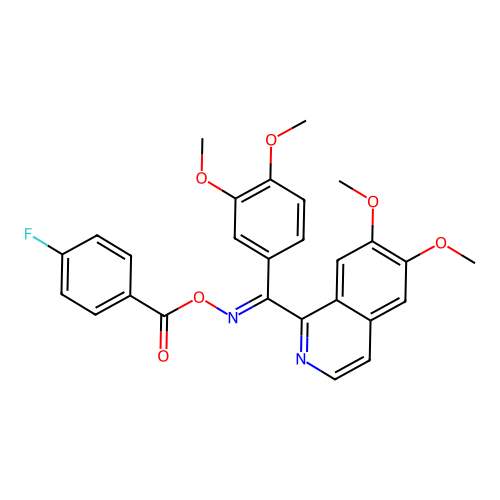 [[(6,7-dimethoxyisoquinolin-1-yl)-(3,4-dimethoxyphenyl)methylidene]amino] 4-fluorobenzoate structure