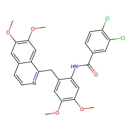 3,4-dichloro-N-(2-((6,7-dimethoxyisoquinolin-1-yl)methyl)-4,5-dimethoxyphenyl)benzamide structure