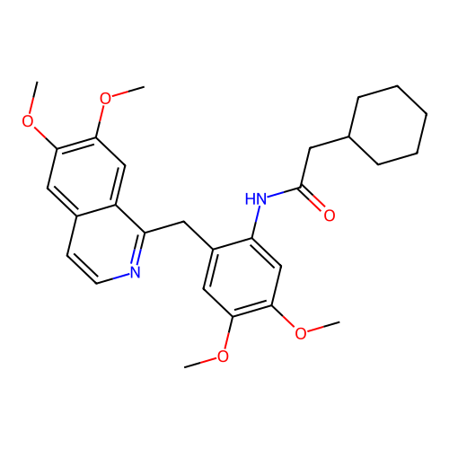 2-cyclohexyl-N-(2-((6,7-dimethoxyisoquinolin-1-yl)methyl)-4,5-dimethoxyphenyl)acetamide structure