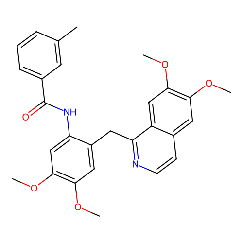 N-(2-((6,7-dimethoxyisoquinolin-1-yl)methyl)-4,5-dimethoxyphenyl)-3-methylbenzamide structure