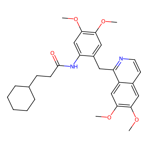 3-cyclohexyl-N-(2-((6,7-dimethoxyisoquinolin-1-yl)methyl)-4,5-dimethoxyphenyl)propanamide structure