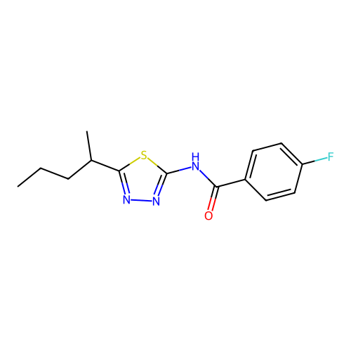 4-fluoro-N-[5-(pentan-2-yl)-1,3,4-thiadiazol-2-yl]benzamide structure