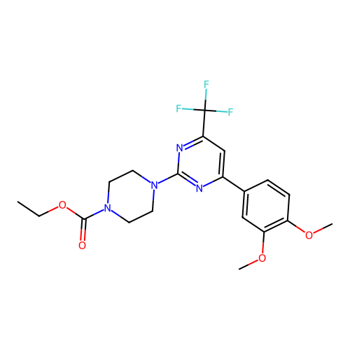 ethyl 4-[4-(3,4-dimethoxyphenyl)-6-(trifluoromethyl)pyrimidin-2-yl]piperazine-1-carboxylate structure