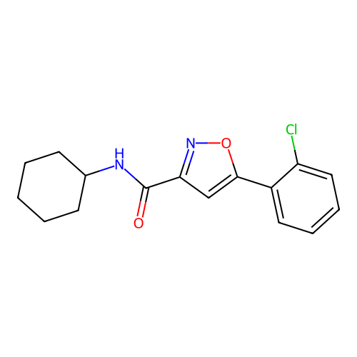 5-(2-chlorophenyl)-N-cyclohexyl-3-isoxazolecarboxamide structure