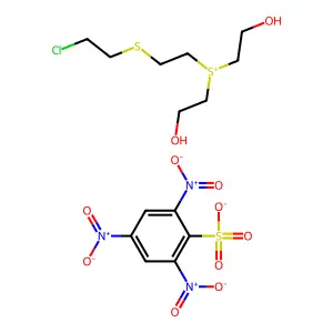 Sulfonium, bis(2-hydroxyethyl)-2-(2-chloroethylthio)ethyl-, picrylsulfonate structure